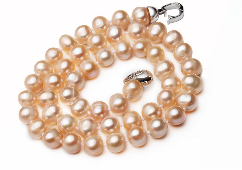 Near Round Pink Freshwater Natural Pearl Necklace