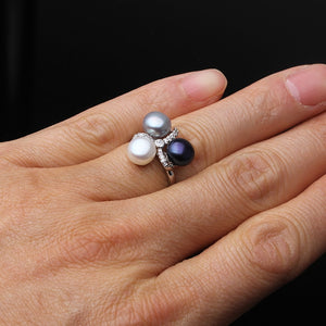Natural Freshwater Pearl on 925 Sterling Silver Ring