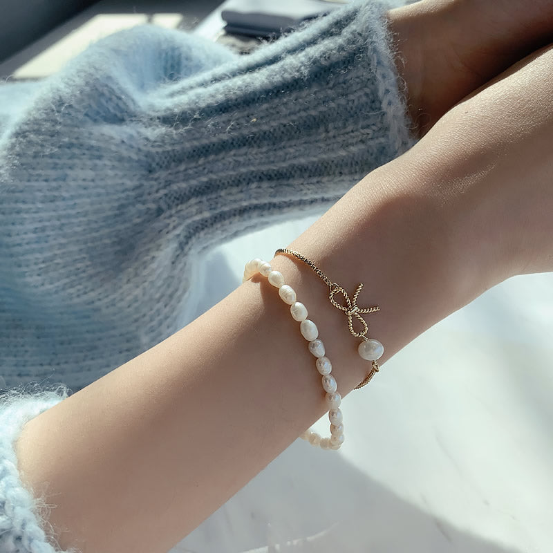 Pearl Two Piece Bowknot Fashion Jewelry