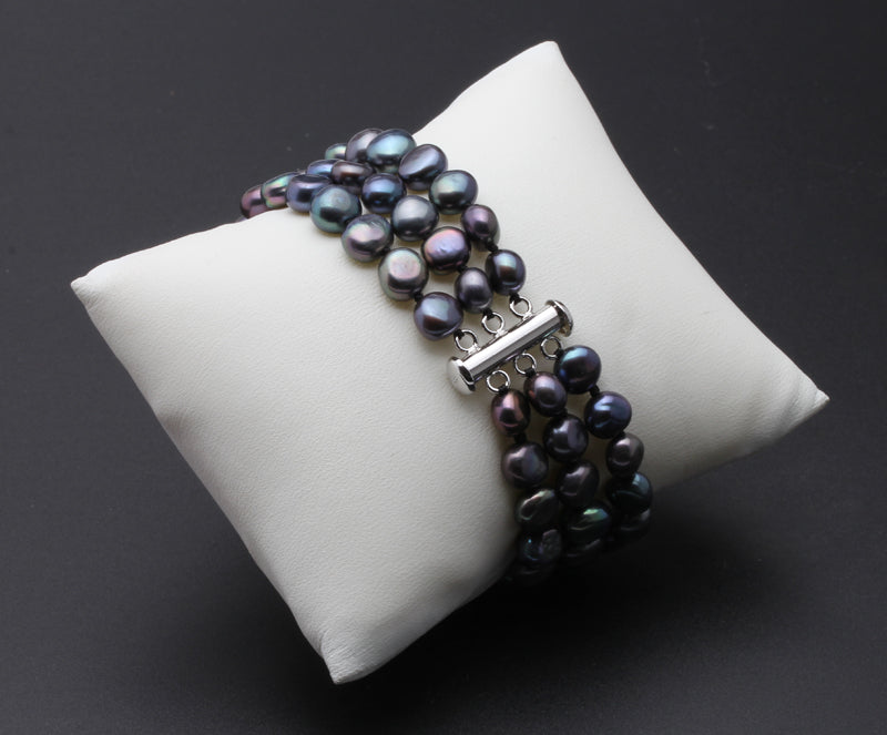 Triple Strand Fresh Water Pearl Bracelet