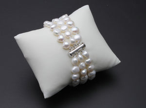 Triple Strand Fresh Water Pearl Bracelet