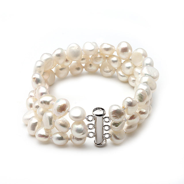 Triple Strand Fresh Water Pearl Bracelet